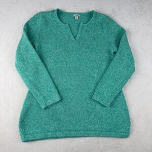 L.L.Bean Womens XL Green Cotton Knit Tunic Top Sweater Casual Outdoor‎